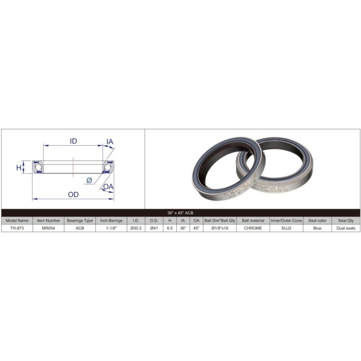 FSA Balhoofdlager 1 1/8 inch ACB 36x45 41mm TH873 