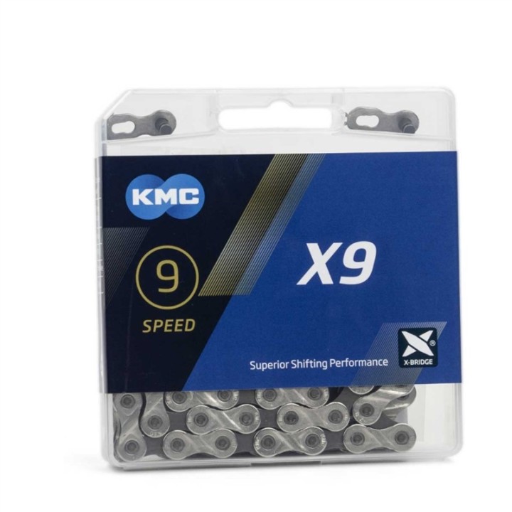KMC 9 speed ketting X9 zilver grijs 114 schakels X9-93