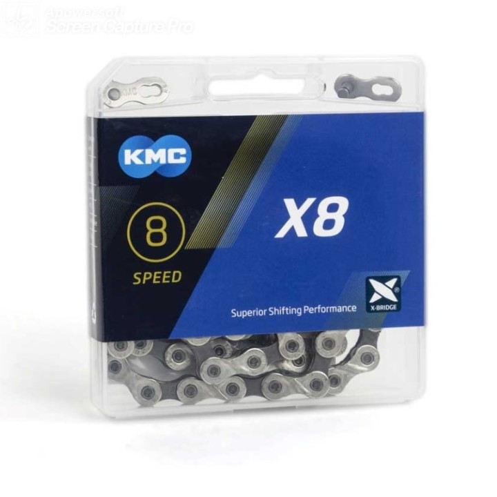 KMC Ketting X8 silver grijs half vernikkeld  7 8 speed