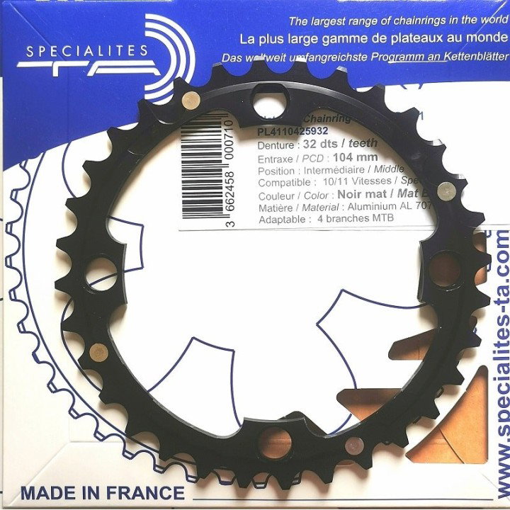 Kettingblad 36T 11 speed Shimano SRAM FSA BCD104 mat zwart Chinook - TA-Specialities
