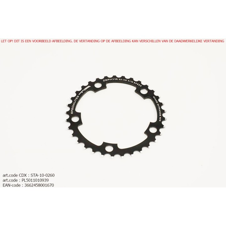 Kettingblad 39t Shimano / Sram / FSA Binnenblad BCD110 zwart Zephyr - TA-Specialities