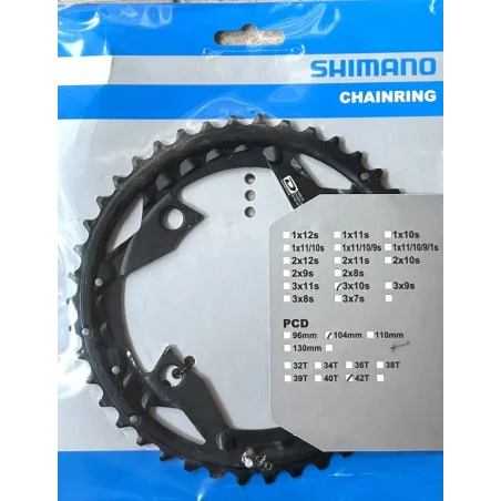 Kettingblad 42T voor Shimano FC-M670 M660 M780 Triple 10sp BCD104 zwart