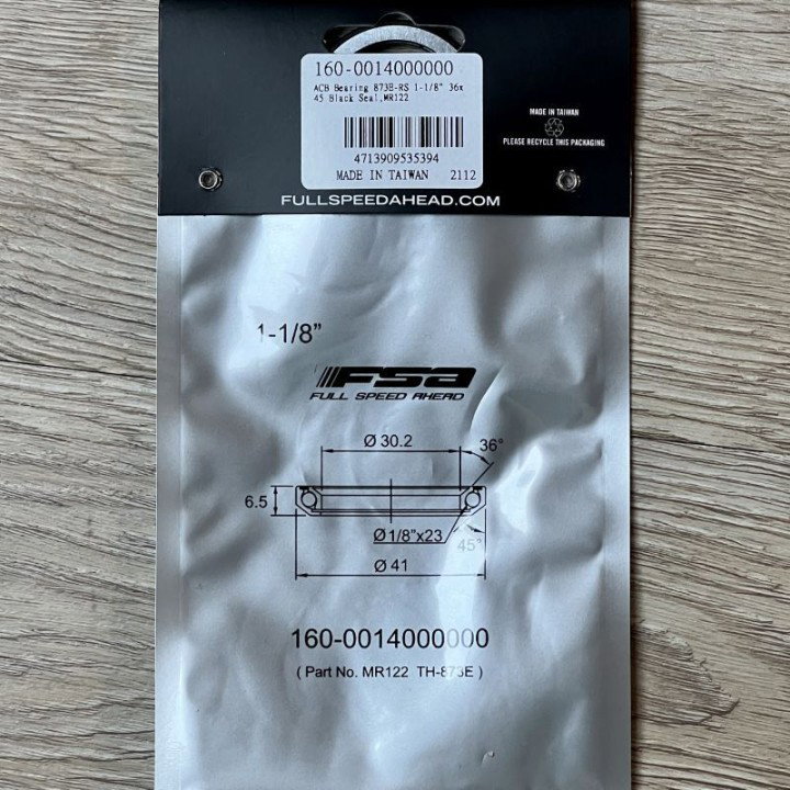 Balhoofdlager voor FSA (160-1648) Lagers ACB 1 1/8 36X45 41.0mm TH873E/MR122 (p.st)