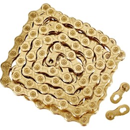 12 speed ketting KMC X12 zilver 128 schak goud