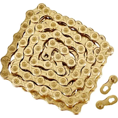 12 speed ketting KMC X12 zilver 128 schak goud